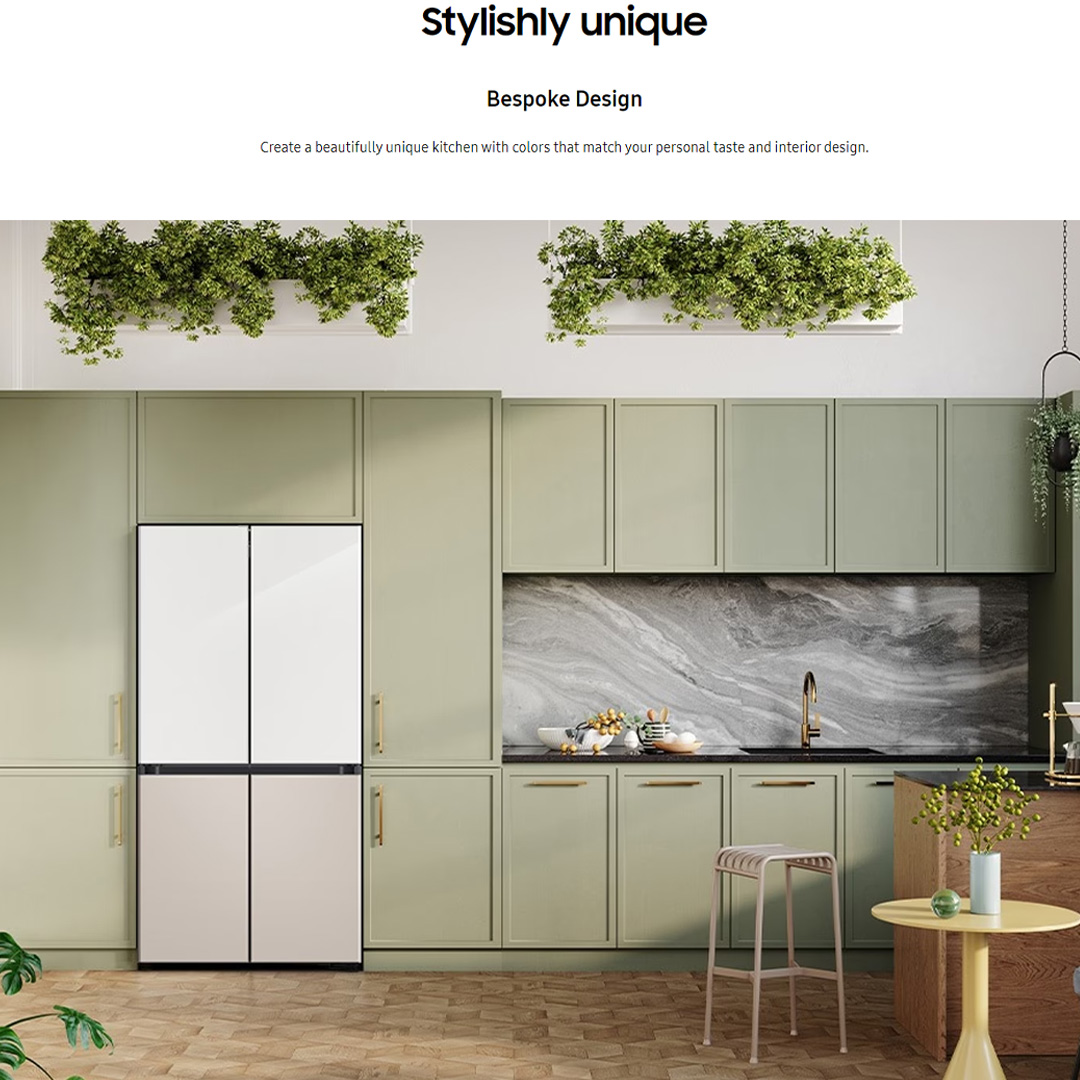 SAMSUNG 667L Multi Doors Bespoke Digital Inverter Refrigerator with All Around Cooling RF59CB0T08A/ME | Power Freeze | Power Cool | All-Around Cooling | Deodorizer | Humidity Control | Refrigerator with 1 Year Warranty