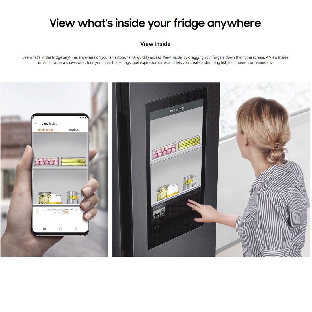 SAMSUNG 661L Side by Side Digital Inverter Refrigerator with Family Hub RS62T5F01B4/ME | View Inside | Smart View | TuneIn/Spotify | Internet | Refrigerator with 1 Year Warranty