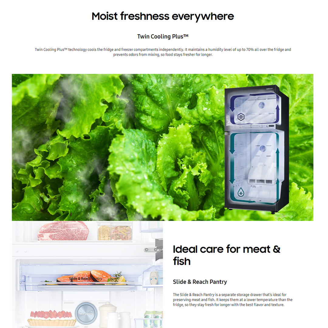 SAMSUNG 580L 2 Doors Top Mount Digital Inverter Refrigerator with Twin Cooling Plus RT18M6211S9/ME | FlexZone™ | Optional IceMaker | Reversible Door | Twin Cooling Plus™ | Refrigerator with 1 Year Warranty