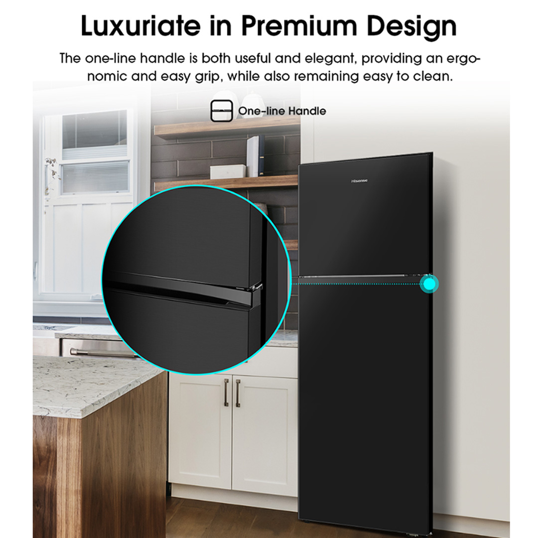 HISENSE 420L 2 Doors Top Mount Durable Inverter Refrigerator RT439N4ABN | Multi Air Flow | Deodorizing Filter | Moisture Fresh Crisper | Durable Inverter | LED Lighting | Fresh Zone | Refrigerator with 3 Year Warranty