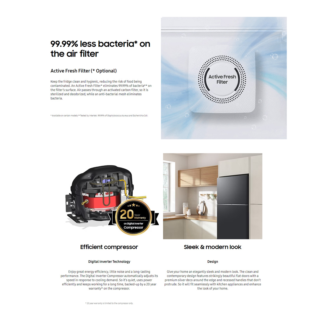 SAMSUNG 476L 2 Doors Top Mount Digital Inverter Refrigerator with Optimal Fresh RT47CG6444B1ME | SpaceMax™ | All-Around Cooling | Multi Flow | No Frost | Mono Cooling | Refrigerator with 1 Year Warranty