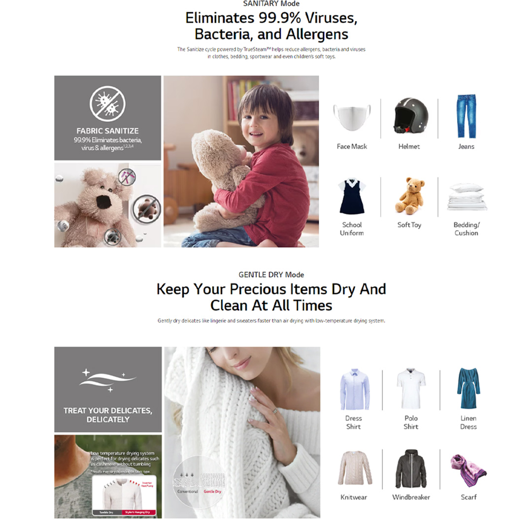 LG 3+1 Places Setting Smart Wardrobe with True Steam & Gentle Dry S3MFC | Wi-Fi | Moving Hanger | Refresh Mode | Smart Wardrobe with 1 Year Warranty
