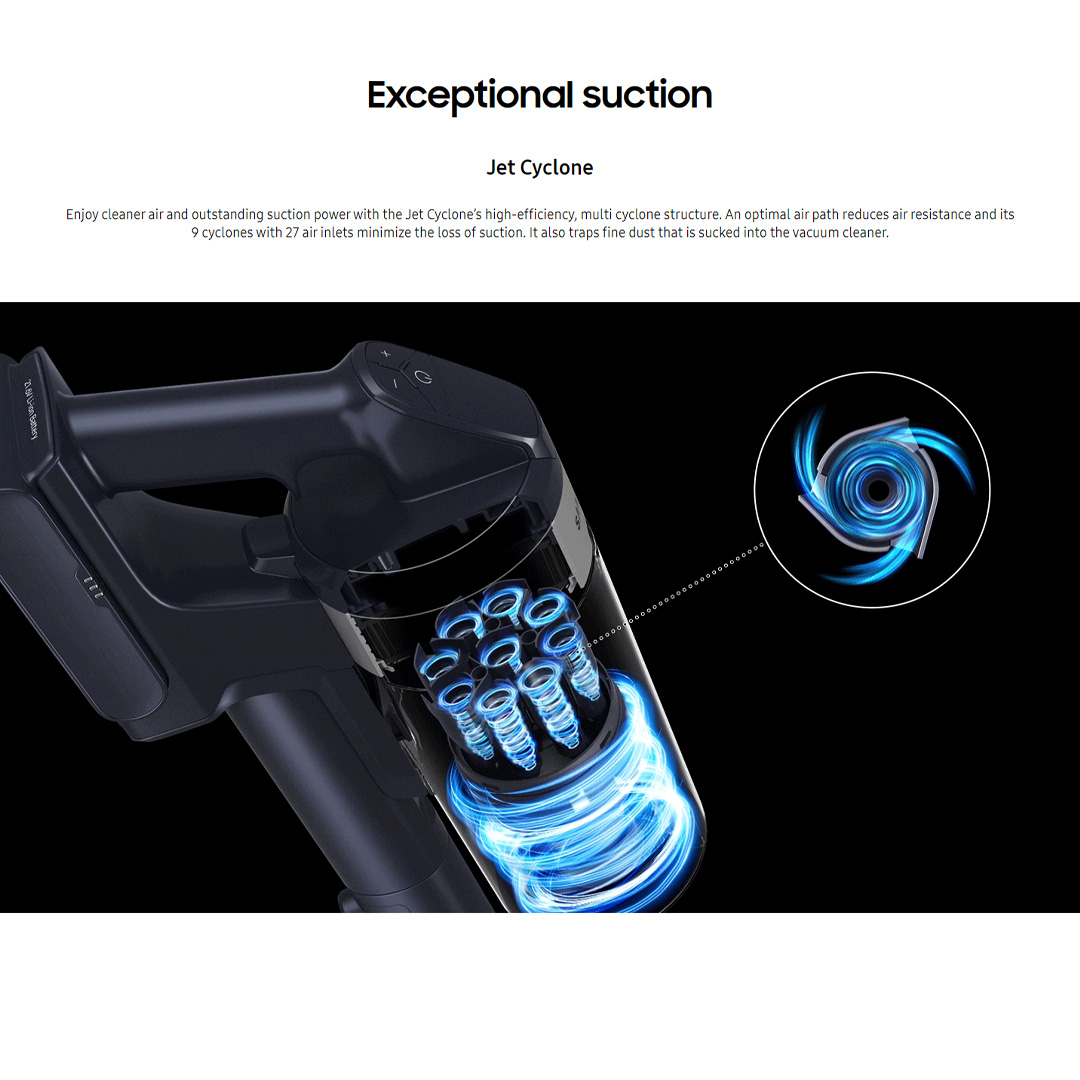 SAMSUNG 150W Jet 60 Pet Cordless Vacuum Cleaner Stick Teal VS15A6032R5/ME | Strong Suction Power | Powerful on Carpet | Flexible Charger | Stick Vacuums with 2 Years Warranty