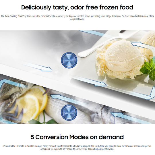 SAMSUNG 411L 2 Doors Top Mount Inverter Refrigerator RT32K5552SL/ME | Twin Cooling Plus | Moisture-Full Freshness | 5 Conversion Modes | Refrigerator with 1 Year General & 10 Year Compressor Warranty