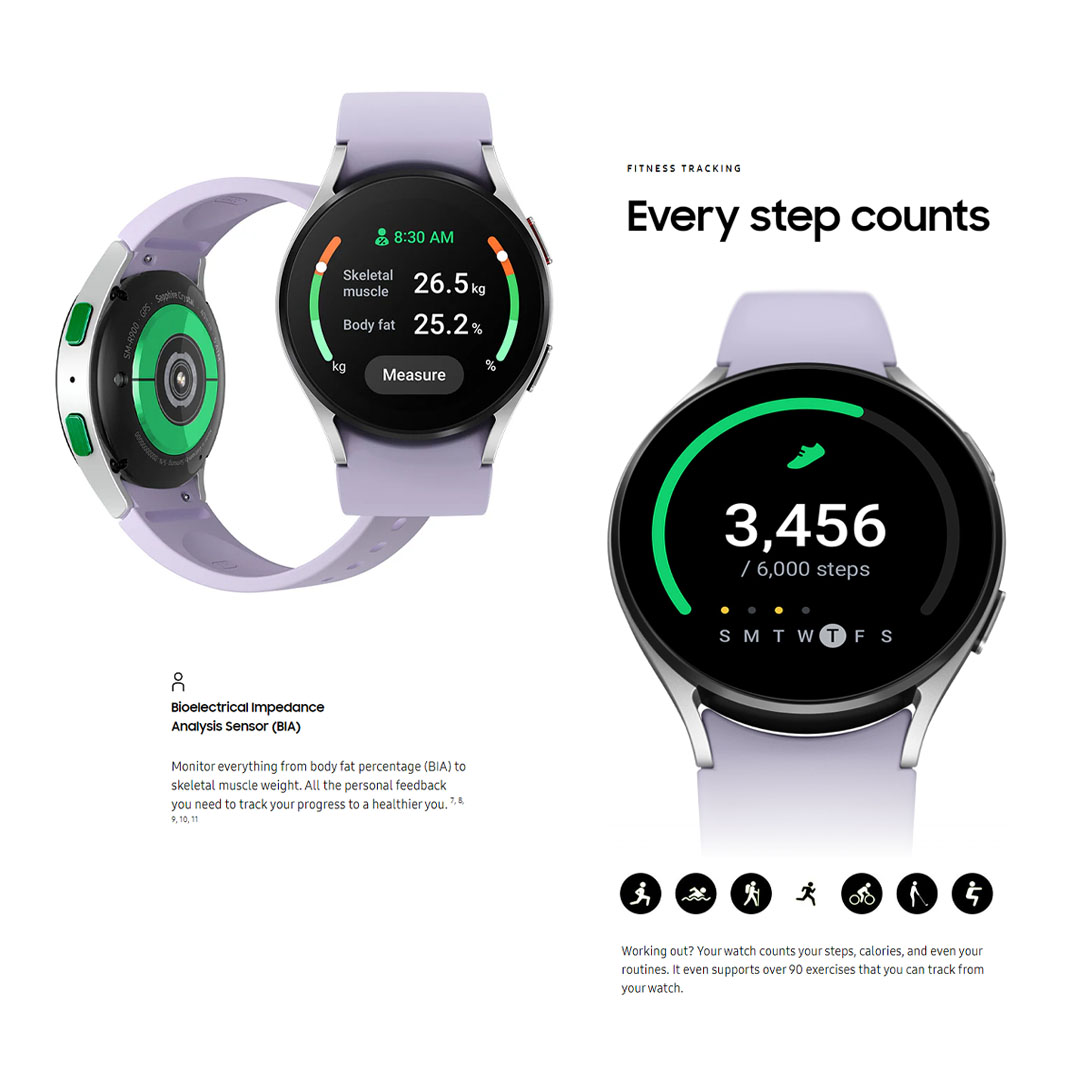 SAMSUNG Galaxy Watch5 Bluetooth 44mm | 1.4 Super AMOLED | 410mAh Battery | Heart Rate Sensor | Camera Controller | WiFi | NFC | GPS | Smart Watch with 1 Year Warranty