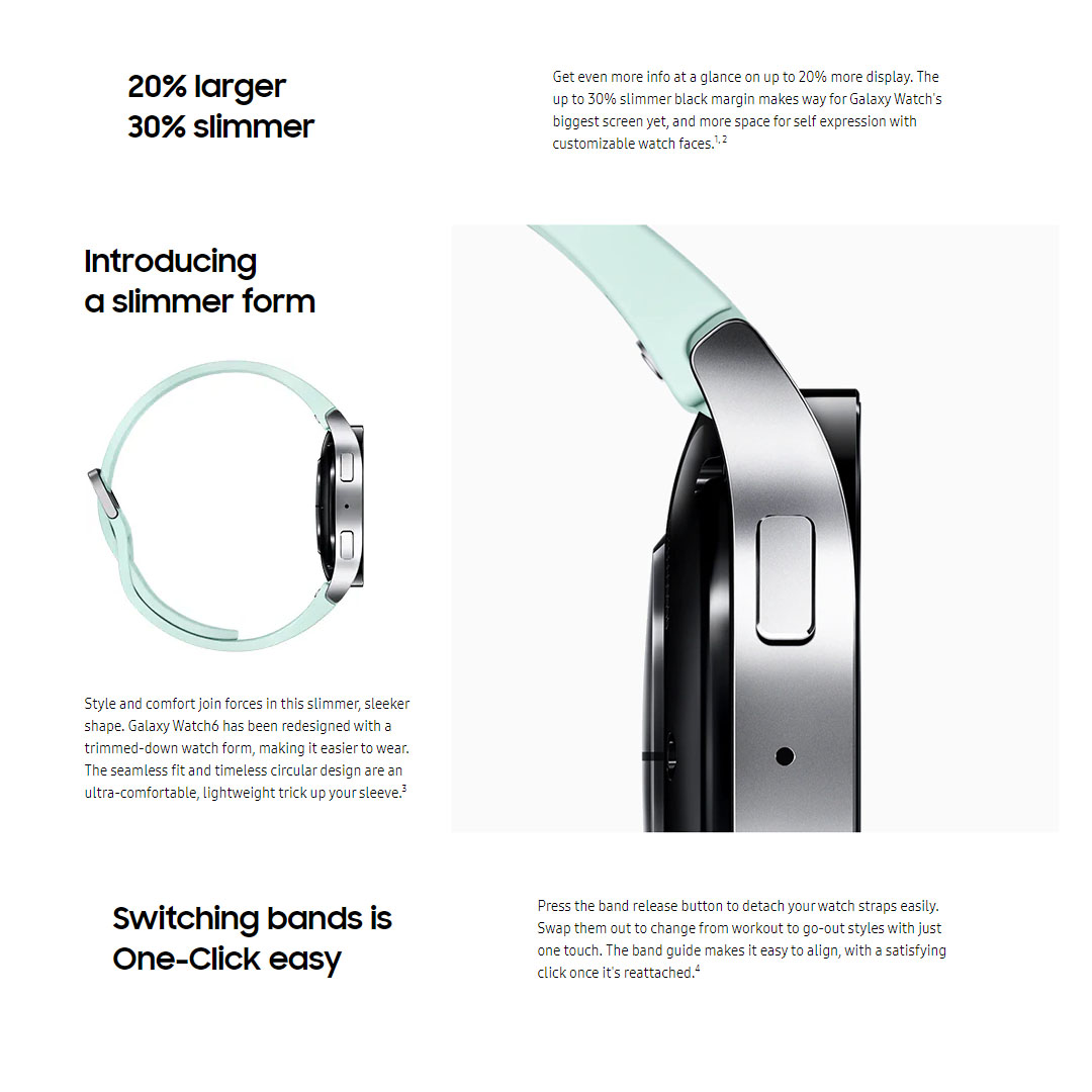 SAMSUNG Galaxy Watch6 Bluetooth 40mm / 44mm | Bluetooth v5.3 | 20% larger 30% slimmer | Sapphire Crystal Glass | Smart Watch with 1 Year Warranty