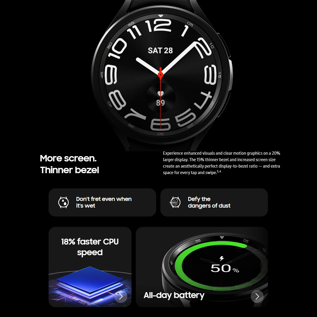 SAMSUNG Galaxy Watch6 Classic Bluetooth 43mm / 47mm | Sapphire Crystal | Fast Charge | Infrared Temperature Sensor | Sleep Tracking | Bluetooth v5.3 | Smart Watch with 1 Years Warranty