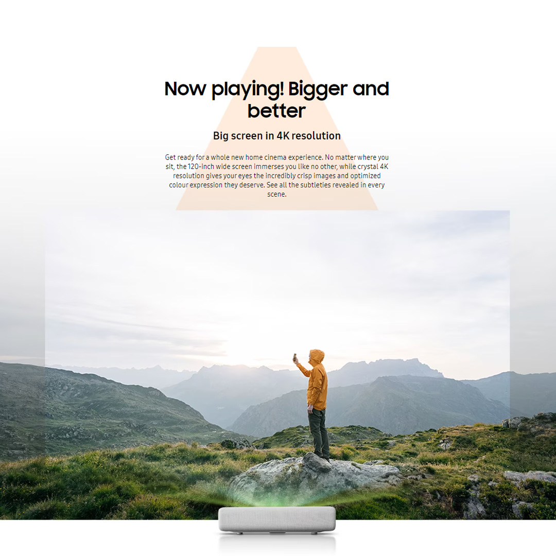 SAMSUNG The Premiere 4K Triple Laser Projector SP-LSP7TKAXXM | Laser Technology | Powerful Sound | Ultra Short Throw | Smart TV Experience | Projector with 2 Year Warranty