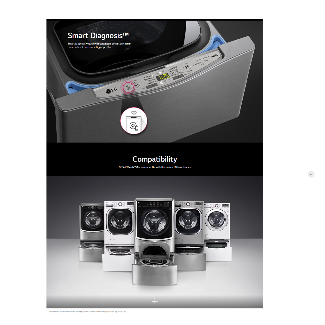 LG 2.5KG TWIN Load Washer with Perfect solution for daily laundry T2525NWLW | Smart Diagnosis™ | Tub Clean | ThinQ™ | Washing Machine with 1 Year Warranty