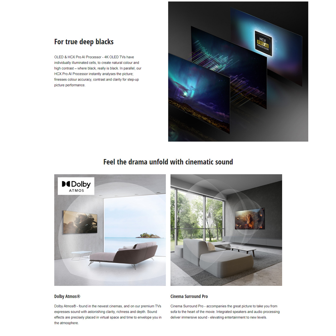 Panasonic 55" OLED 4K HDR Smart LED TV TH-55LZ1000K |  Dolby ATMOS | Enjoy Smarter Entertainment | Big Screen 4K OLED Gaming Action | Smart TV with 1 Year Warranty