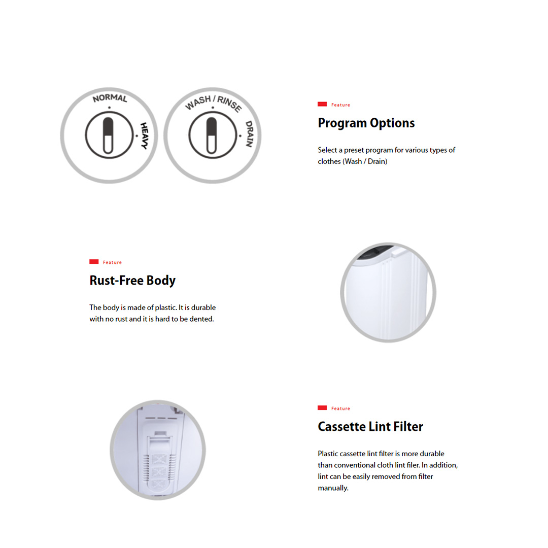 TOSHIBA 11KG Semi-Auto Washing Machine White VH-J120MM | UltraSpin | Double Water Inlets for Wash & Spin | Cassette Lint Filter | High Blades Pulsator | Washing Machine with 2 Year General Warranty