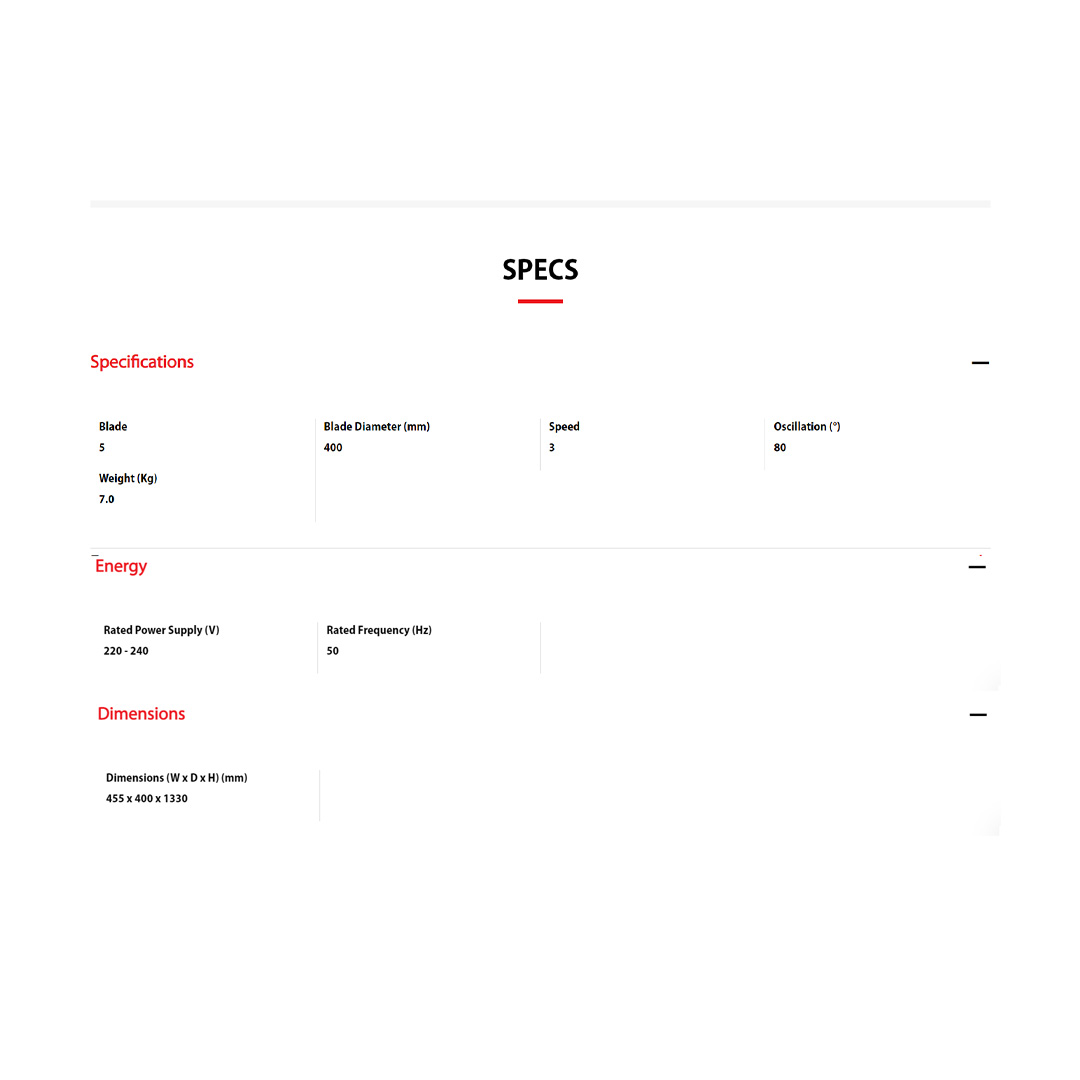 TOSHIBA 16" Stand Fan F-SYA10(G)MY | 5 Horn-like Fan Blades | 11m Blowing Distances | Stand Fan with 1 Year Warranty