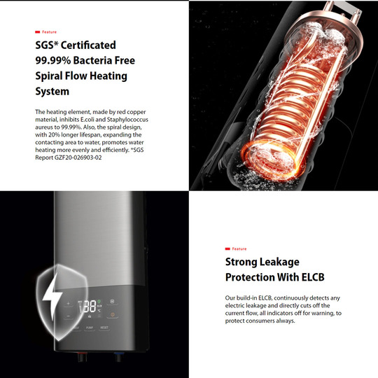 Toshiba 3800W Instant Electric Water Heater (With Pump+Rain Shower) TWH-38EXPMY(G) | Safeguards System | Constant Temperature System | Exclusive Bathing Mode | Splash-proof Protection | Water Heater with 1 Year General & 5 Year Motor Warranty