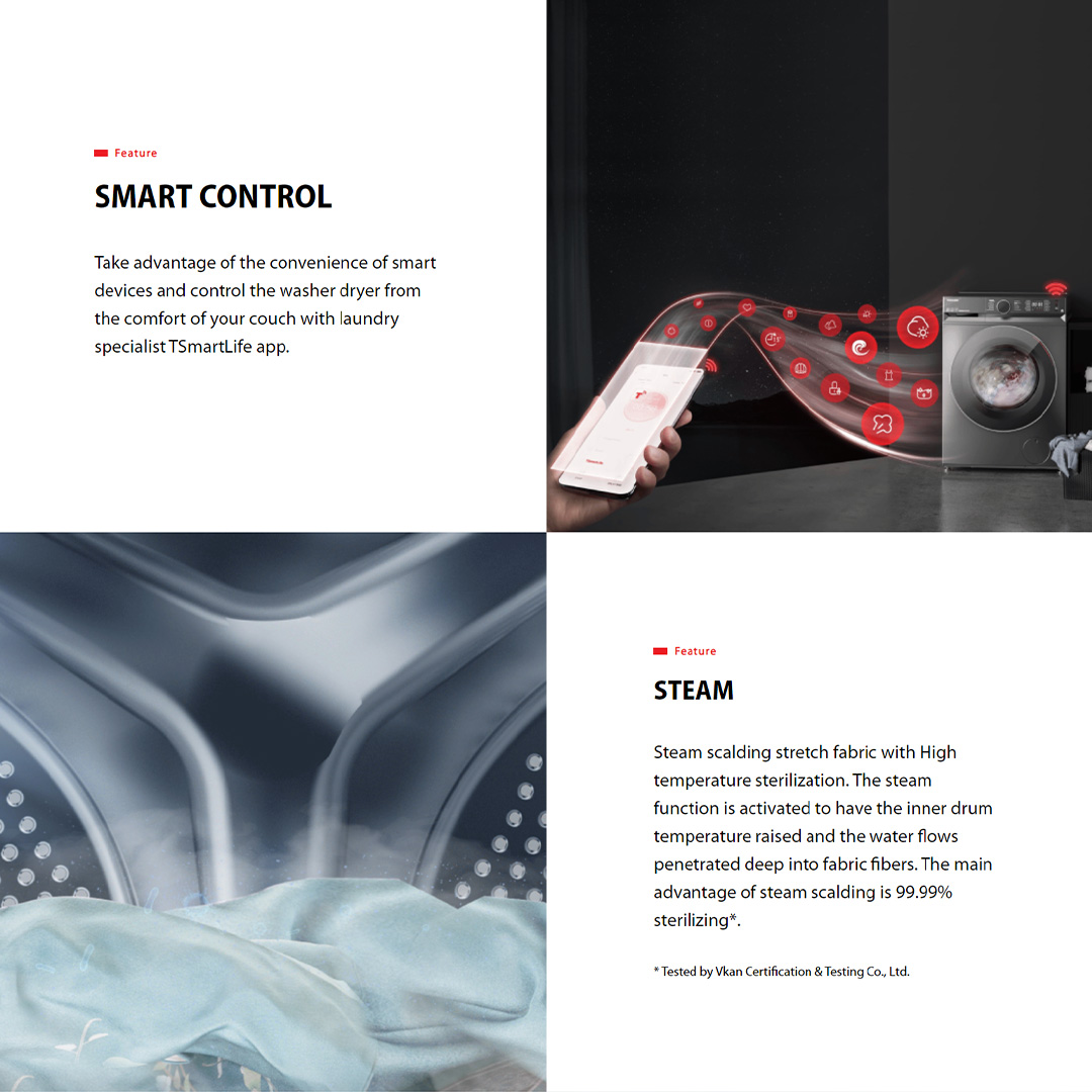 TOSHIBA 8.5KG / 9.5KG / 10.5KG Front Load Origin Inverter Washing Machine with THE GREATWAVES | TW-BK95GF4M(SK) / TW-BK105GF4M(SK) /  TW-BK115GF4M(SK) | Smart Control | Steam | Wool Care | Washing Machine with 2 Year Warranty