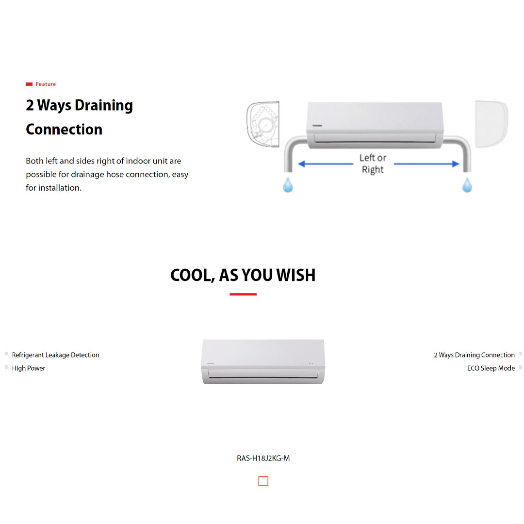 TOSHIBA 1.5HP R32 Non-Inverter Wall Mount Air Conditioner RAS-H13J2KG-M & RAS-H13J2AG-M | ECO Sleep Mode | Refrigerant Leakage Detection | 2 Ways Draining Connection | Air Conditioner with 1 Year Warranty