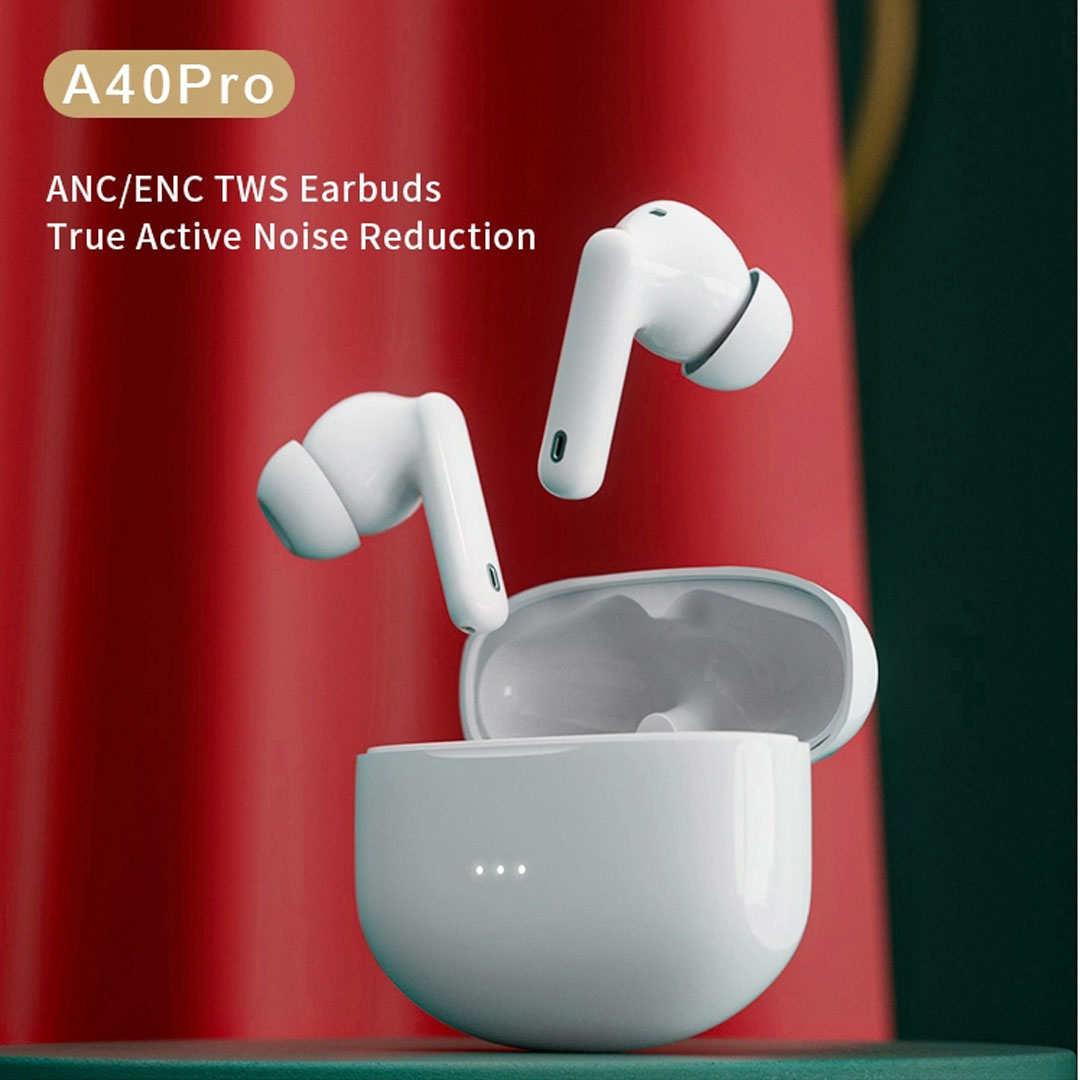 TWS Wireless Earphones A40PRO | Active Noise Canceling | IPX4 Waterproof | Bluetooth 5.1 | Earphone with 1 Year Warranty