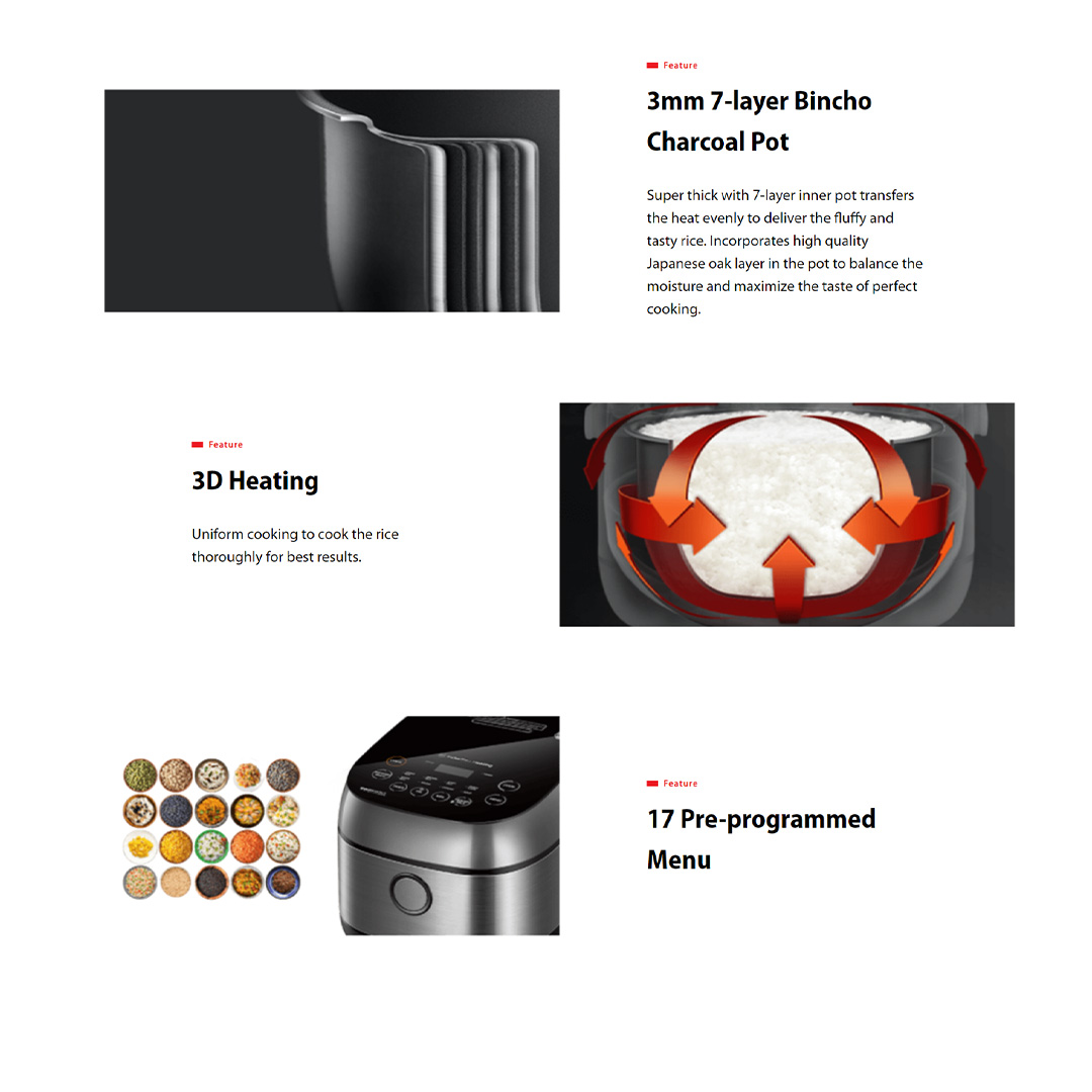 Toshiba 1.8L Digital Low Sugar Rice Cooker RC-18ISPMY | Powerful Induction Heating | Sugar Removing Basket | Optimal Simmer | 3D Heating | 17 Pre-Programmed Menu | Rice Cooker with 1 Year Warranty