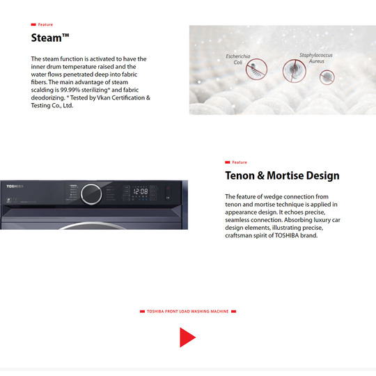 Toshiba 8.5KG Front Load Washer TW-BK95G4M(SK) |  Steam | CycloneMix | THE GREATWAVES | Child Lock | 12 Programs | Origin Inverter | Ultra Fine Bubble | Load Washer with 2 Year General & 10 Year Motor Warranty