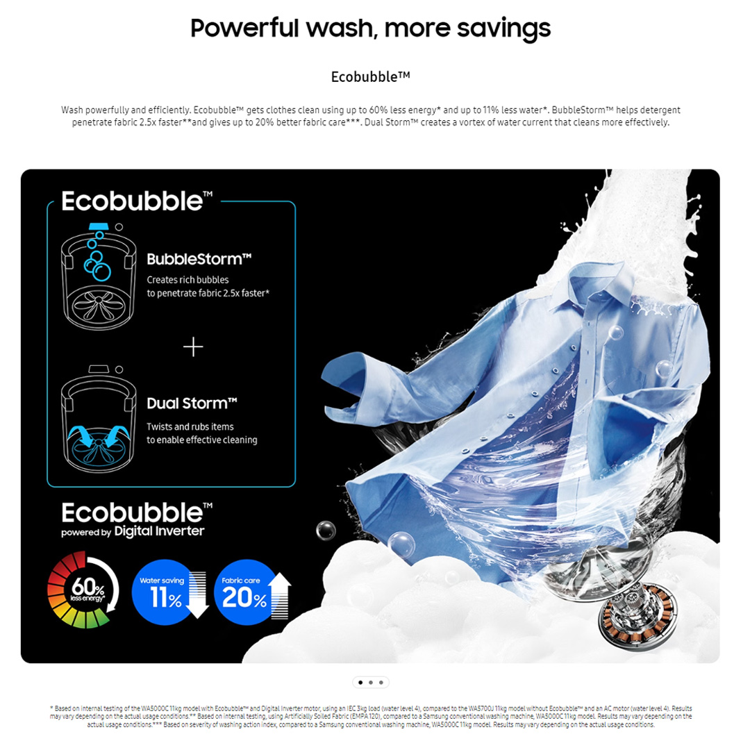 SAMSUNG 15KG Top Load Digital Inverter Washing Machine with Ecobubble WA15CG5745BDFQ | Dual Storm™ | Super Speed | Magic Filter | VRT Technology | Washing Machine With 1 Year Warranty