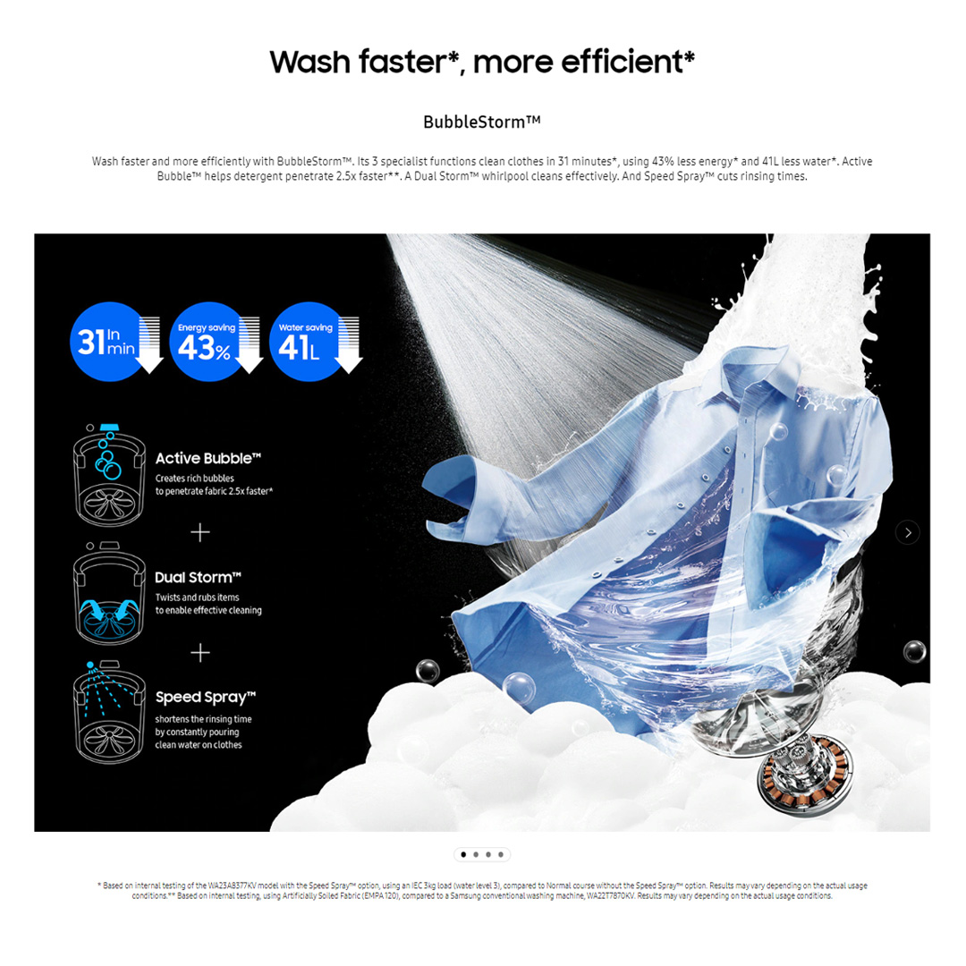 SAMSUNG 23KG Top Load Digital Inverter Washing Machine with BubbleStorm WA23A8377GV/FQ | Hygiene Steam | Heavy Duty+ | Magic Filter | VRT Technology | Washing Machine with 1 Year Warranty