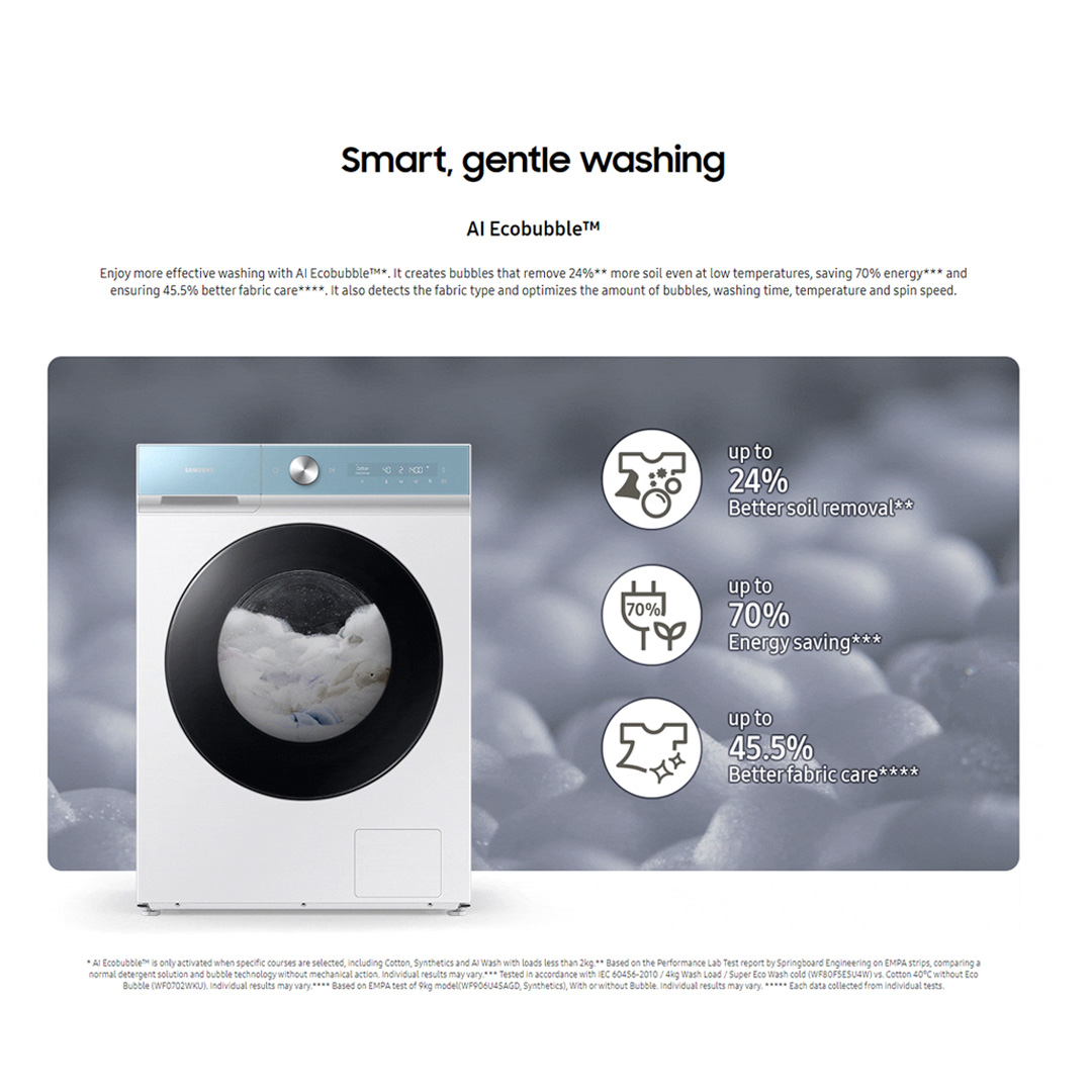 SAMSUNG 13KG/8KG BESPOKE Digital Inverter Front Load Washer Dryer with AI Ecobubble WD13BB944DGBFQ | AI Wash | AI Control | Auto Dispense | Eco Bubble™ | Hygiene Steam | Washer Dryer with 1 Year Warranty
