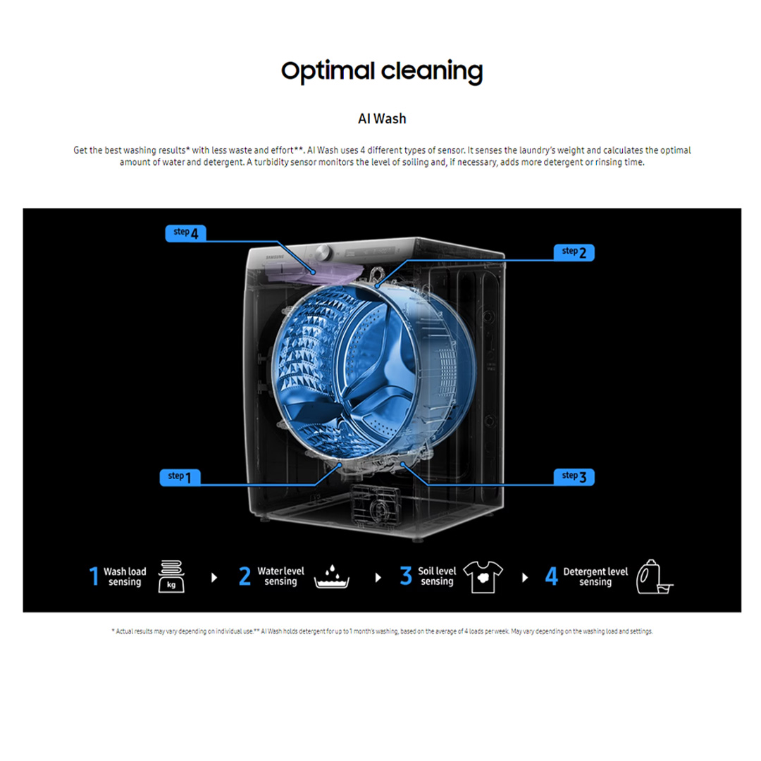 SAMSUNG 10KG Front Load Washing Machine with AI Ecobubble WW10TP44DSX/FQ | Eco Bubble™| QuickDrive™ | Super Speed (39 mins) | Washing Machine with 1 Year Warranty