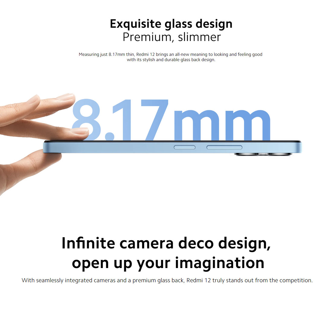 Xiaomi Redmi 12 | 8GB+256GB | IP53 Dust and Splash Resistant | 90Hz 6.79” FHD+ Display | MediaTek Helio G88 | Smartphone with 1 Year Warranty