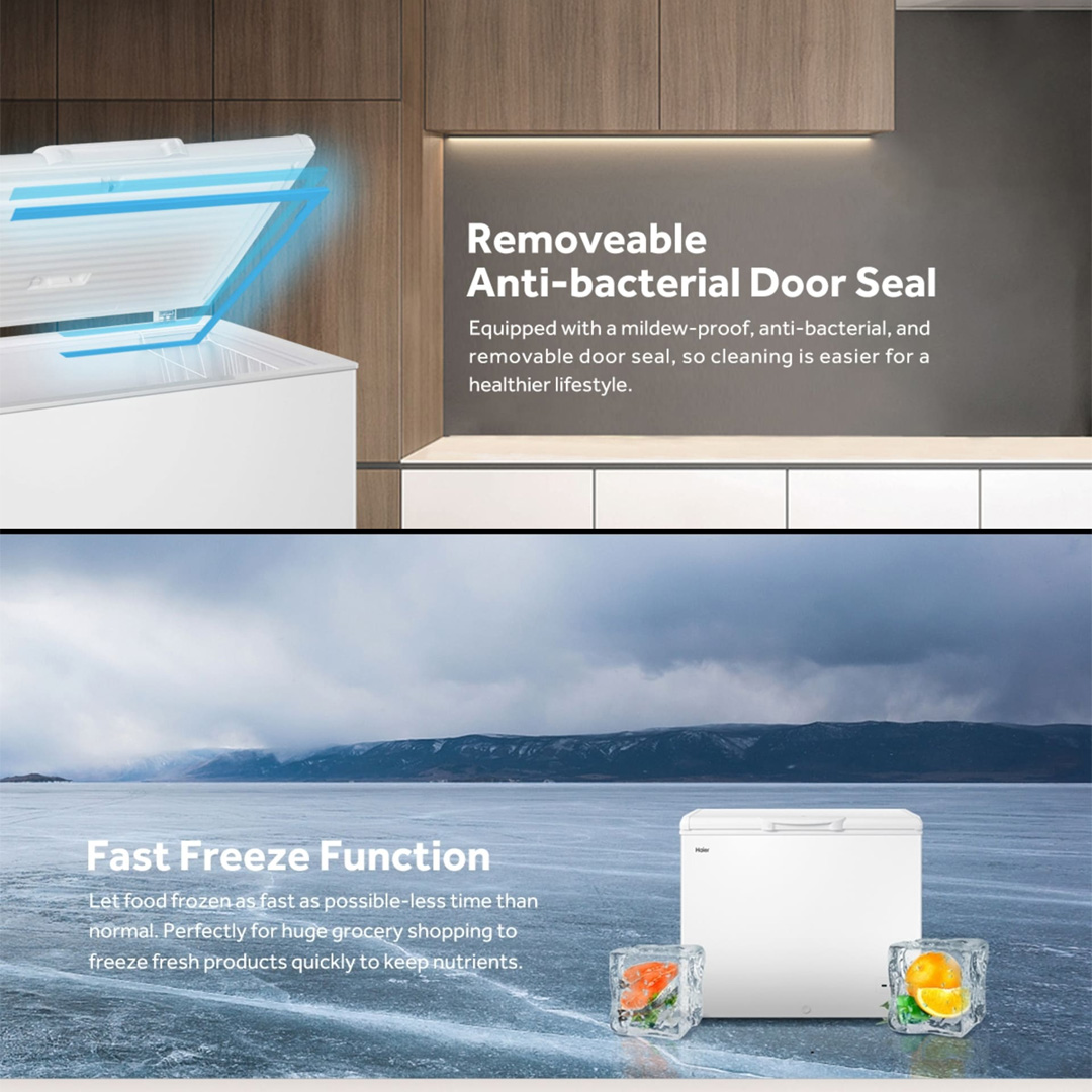 HAIER 142L Chest Freezer BD-188HMC | Double Effective Antibacterial | Fast Freeze Function | Energy Saving | Chest Freezer with 2 Year Warranty