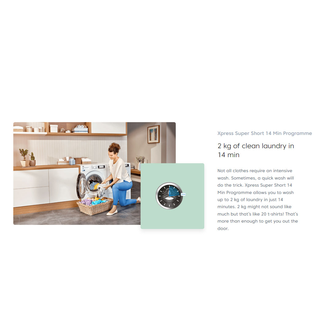 Beko Front Load ProSmart Inverter Washing Machine WCV10749XMST/WCV9749XMST | SteamCure | Fast+ | Child Lock | Overflow Safety | Bluetooth | Washing Machine with 2 Year Warranty