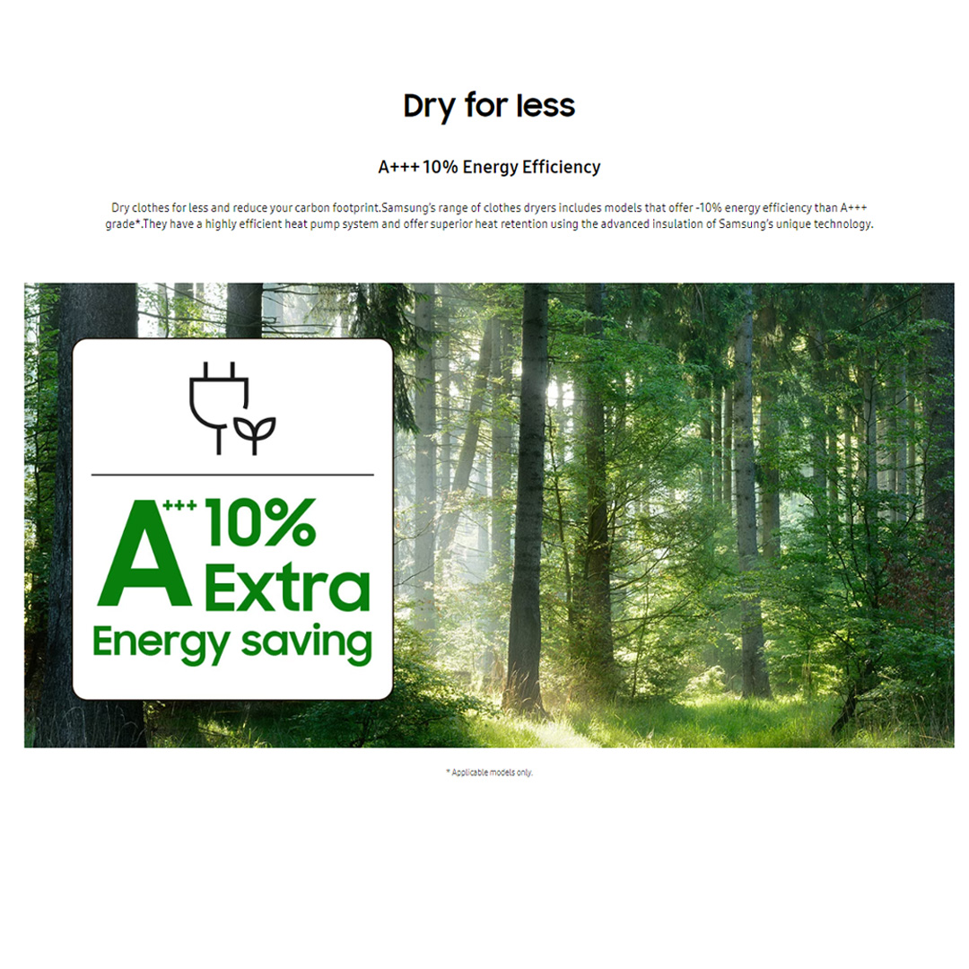 SAMSUNG 9KG Front Load Digital Inverter Heat Pump Dryer with AI Control DV90T8240SX/FQ  | A+++ Efficiency | AI Dry | QuickDrive | Super Speed | Silent Dry | Heat Pump Dryer with 1 Year Warranty