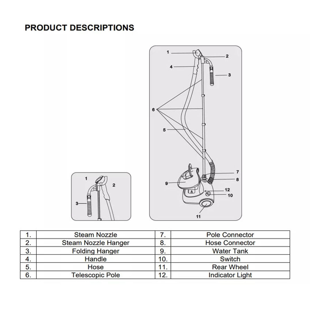 ELBA 1500W Garment Steam Iron EGSI-M1563(PK) | Adjustable Telescopic Aluminum Pole | 1.9L Water Tank | Indicator Light | Steam Iron with 1 Year Warranty