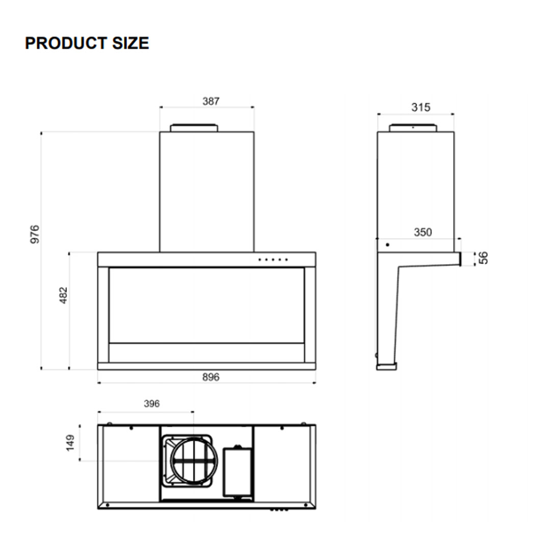 ELBA 1,400m3/hr Designer PRIMO Hood EH-H9321ST(BK) | 2-speed Selection | LED Sensor Touch Control | Automatic Timer Control | Hood with 1 Year General Warranty & 5 Years Motor Warranty