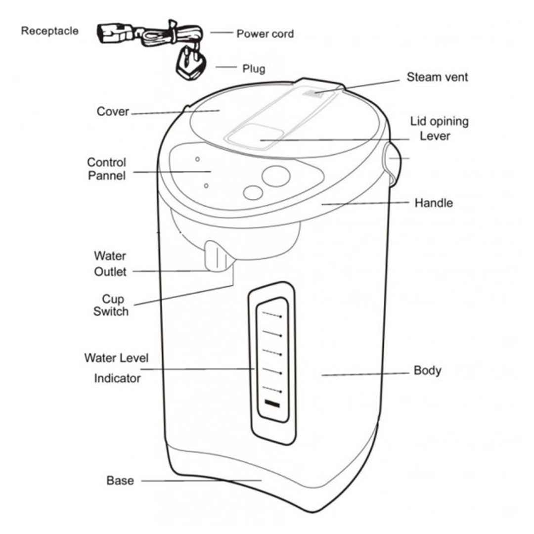 ELBA 5L Thermopot ETP-F5018(BR) | Dry-boiled Protection | 304 Stainless Steel Inner Pot | Auto Reboil | Thermo Pot with 1 Year Warranty