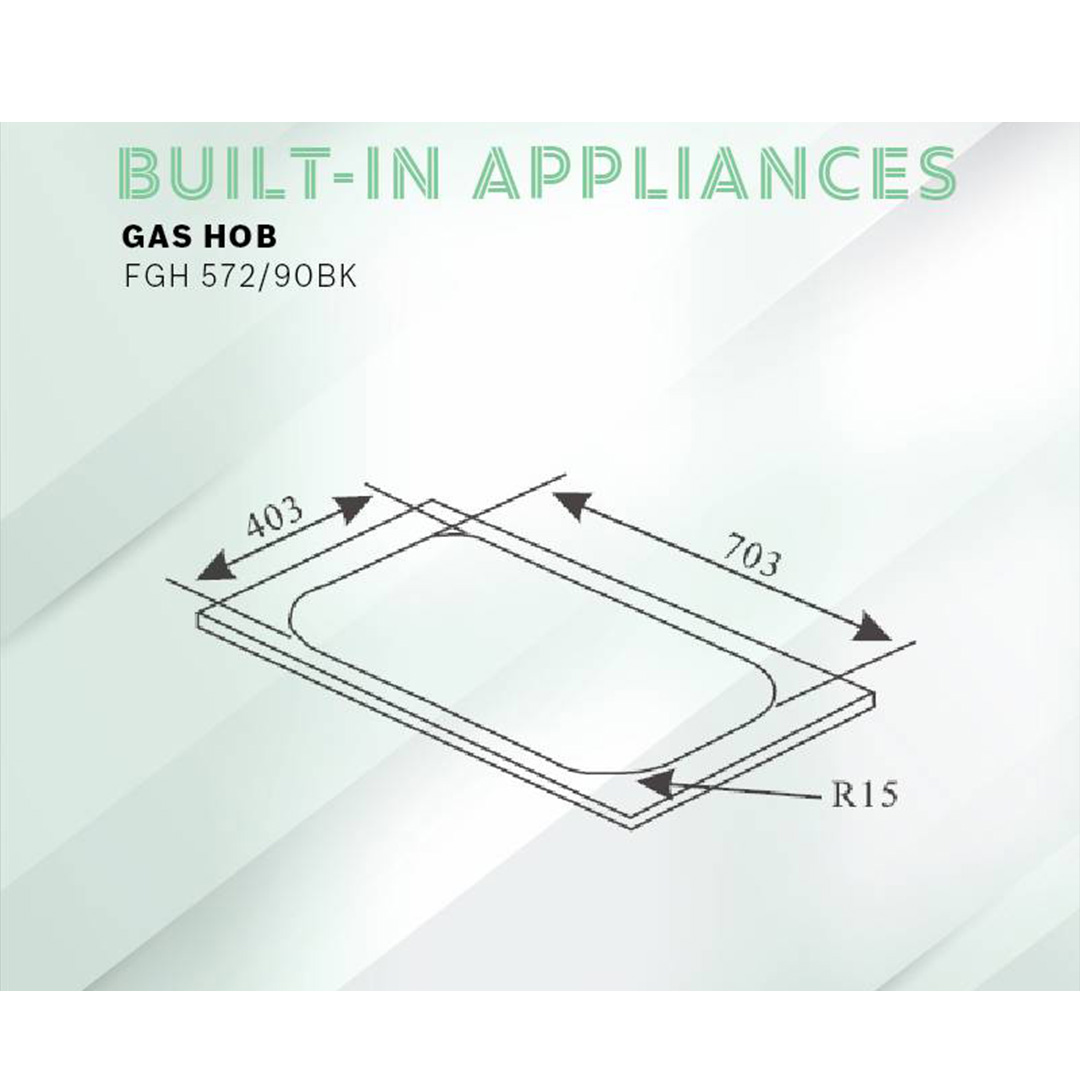 FABER 2 Burners Built-In Glass Hob FGH 572/90BK  | Premium Tempered Glass | Battery Operated Ignition | Easy Cleaning Design | Safety Device | 2 Burners with 1 Year Warranty