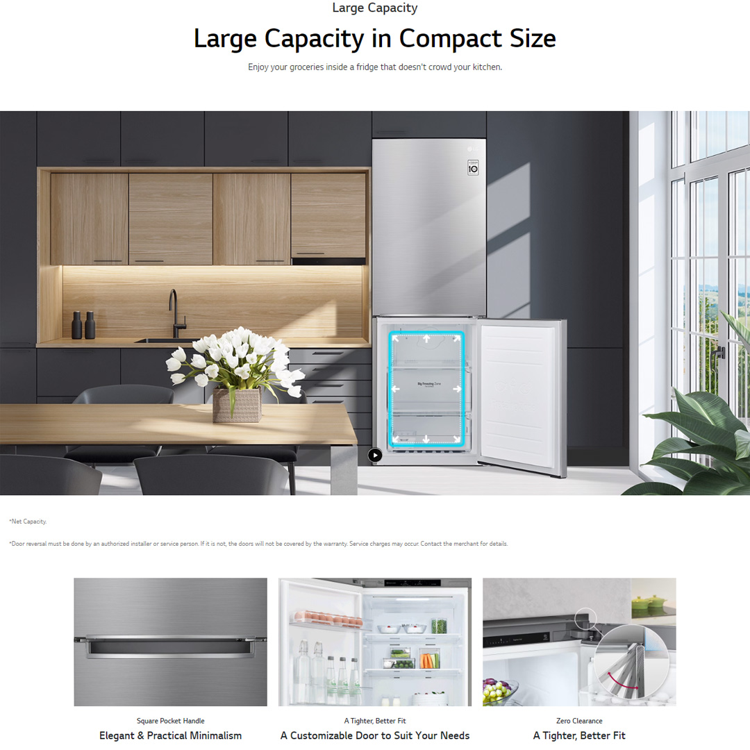 LG 335L 2 Doors Bottom Mount Smart Inverter Refrigerator  GC-B369NLRM | Multi Air Flow | Moist Balance Crisper | Smart Diagnosis | Refrigerator with 1 Year Warranty