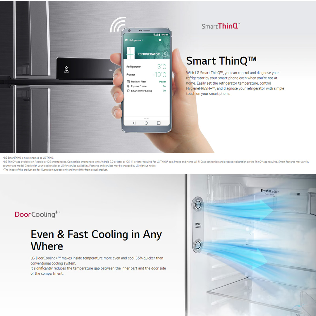 LG 516L 2 Doors Top Mount Smart Inverter Refrigerator GN-H602HXHM | Fresh 0 Zone | Touch LED Display | ThinQ | Refrigerator with 1 Year Warranty