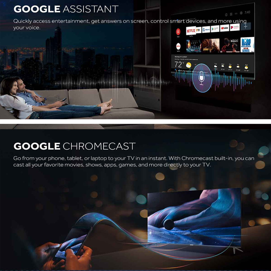 HAIER 43"/50"/55"/65" 4K UHD Android LED TV H43K66UG PLUS/ H50K66UG PLUS/ H55K66UG PLUS/ H65K66UG PLUS | All Screen | FHD Resolution | Bluetooth 5.1 | Google Play store | Google Assistant | Android TV with 2 Year Warranty