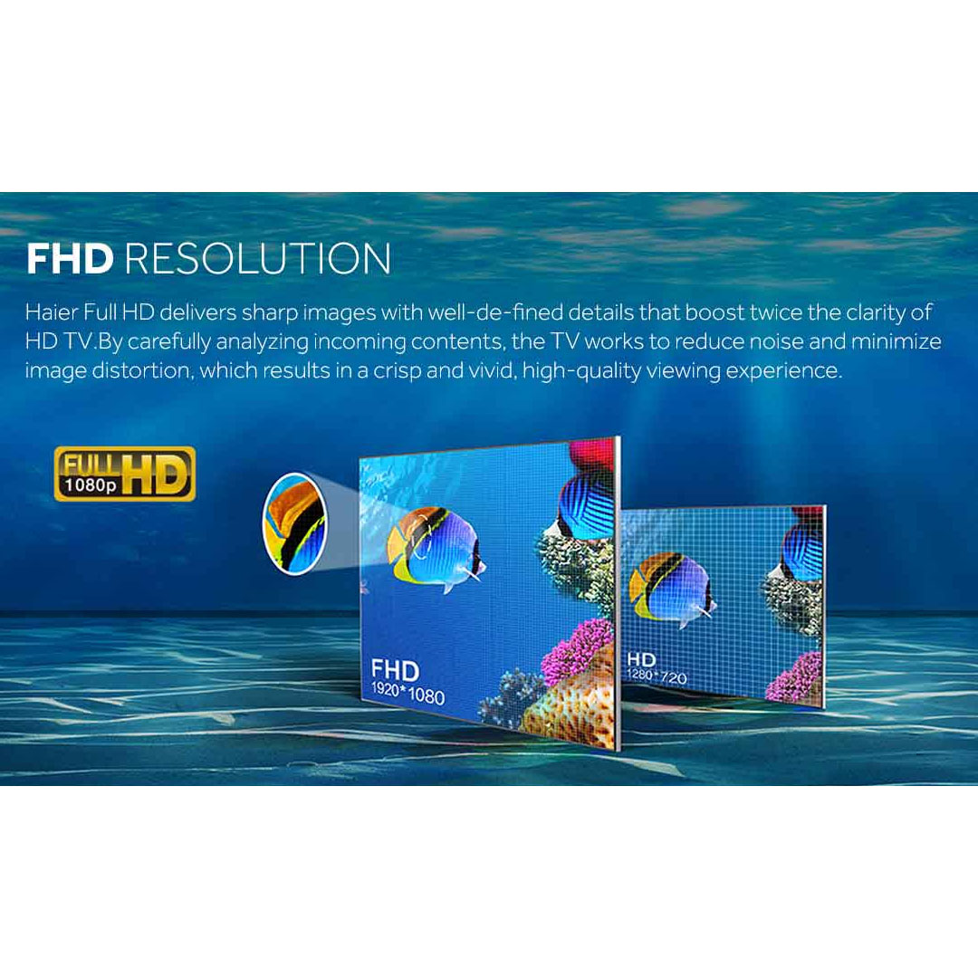 HAIER 43" FHD Android TV H43K66FG PLUS | 4K UHD Resolution | Built in Chromecast | YouTube | Netflix |  Google Playstore | Android TV with 2 Year Warranty