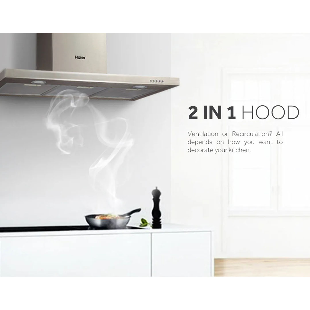HAIER 1400m3/h 2 In 1 Hood HH-OT53P | 2 In 1 Hood | 3 Aluminium Filter | Charcoal Filter | 3 Speed Push Control | Hood with 3 Year Warranty