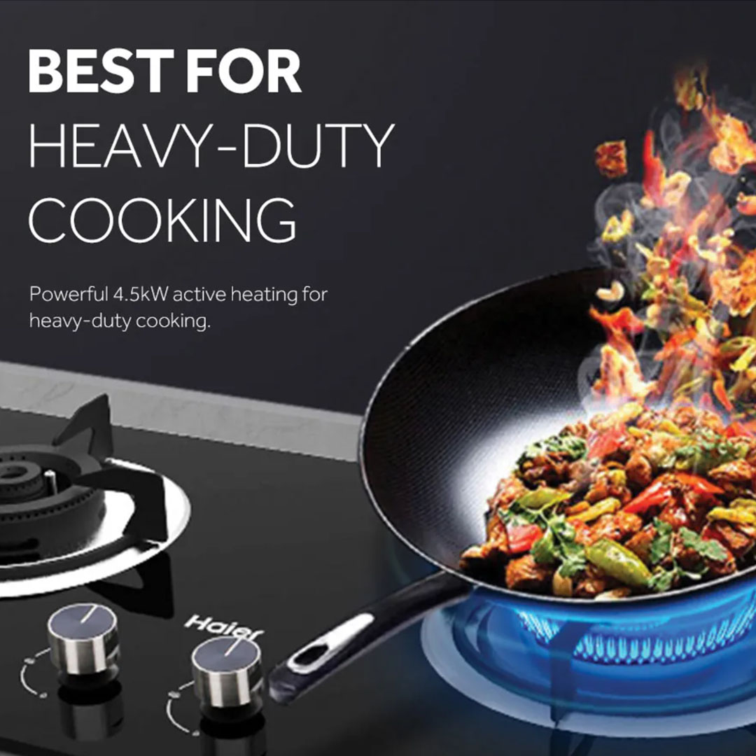 HAIER 2 Burners Built-In Gas Hob JZY/T-QHA638 | Anti Dry Sensor | 8mm Tempered Glass | Copper Burner | Auto Ignition Switch | Gas Hob with 2 Year Warranty