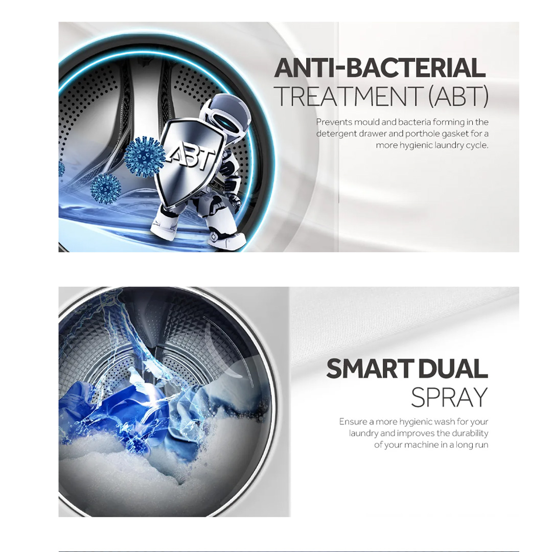 HAIER 8KG Front Load Super Inverter Washing Machine HW80-BP12929 | Super Drum XL | Super Inverter | Smart Dual Spray | Washing Machine with 2 Year Warranty