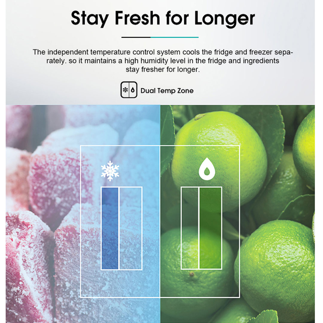 HISENSE 640L Side by Side Inverter Refrigerator  RS700N4AWBUI | Deodorizing Filter | Electronic Touch Control | Led Lighting | Refrigerator with 3 Years Warranty