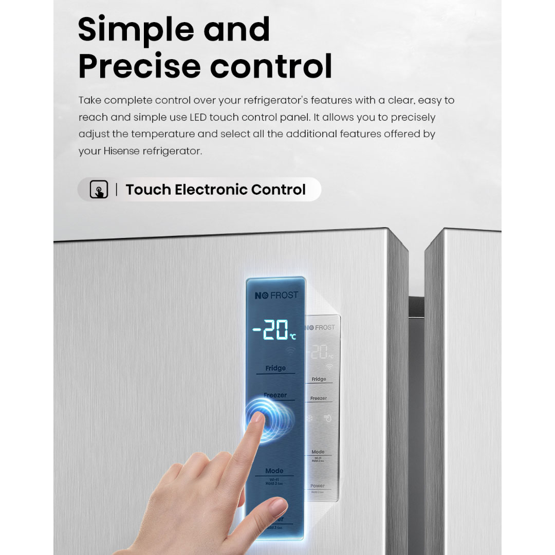 HISENSE 780L Side by Side Inverter Refrigerator RS868N4ASV | Deodorizing Filter | Electronic Touch Control | Led Lighting | Refrigerator with 3 Years Warranty