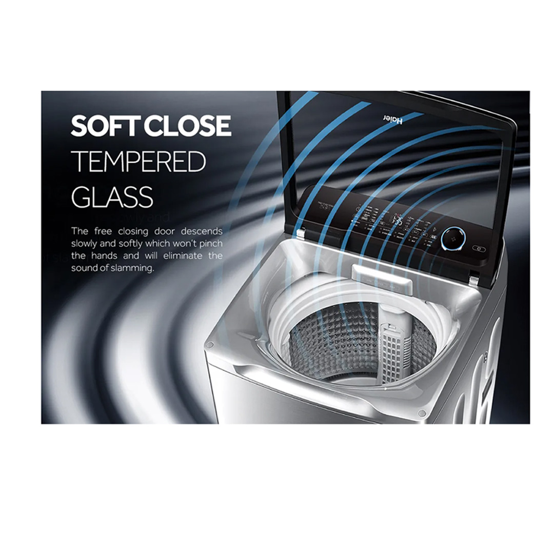 HAIER 9KG Top Load Magic Filter Washing Machines HWM90-M826 | Magic Filter x2 | Pillow Drum | Soft Close Tempered Glass | Hijab Mode | Washing Machine with 2 Year Warranty