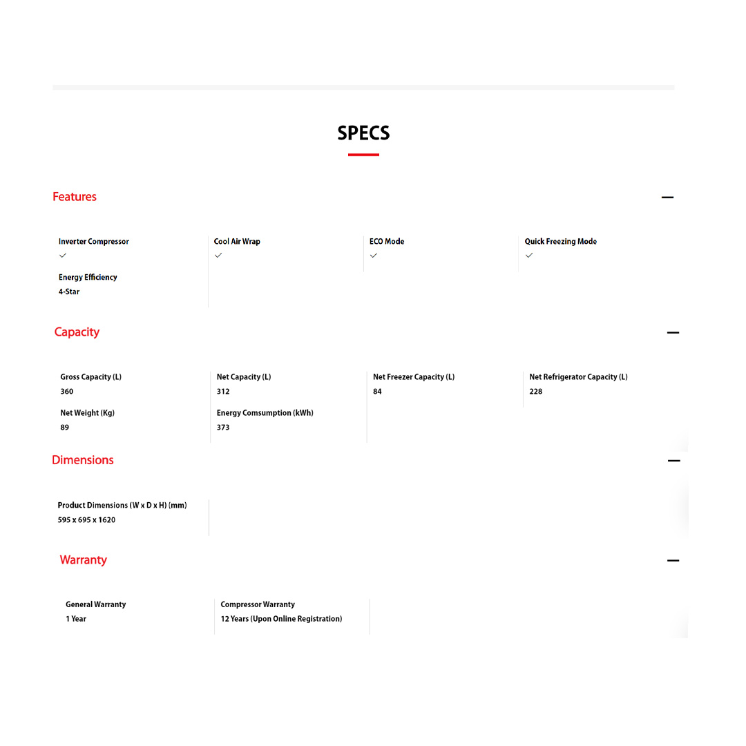 TOSHIBA 360L 2 Doors Inverter Refrigerator GR-RT416WE-PMY(06) | AirFALL Cooling | Origin Inverter | Humidity Control | Refrigerator with 1 Year General & 12 Year Compressor Warranty