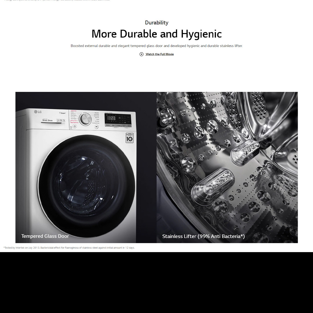 LG 10.5KG Front Load Washer with AI Direct Drive and Steam FV1450S4W | 6 Motion | Smart Diagnosis | Wifi | Tub Clean | Easy Care | Silent Wash | Smart Appliance | Loa Washer with 1 Year Warranty