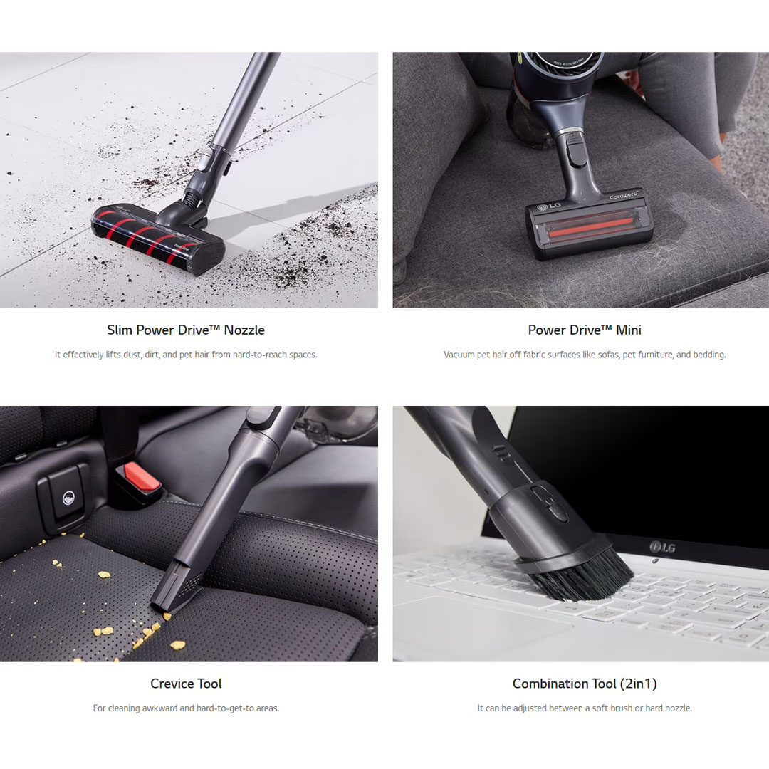 LG 480W CordZero Vacuum Cleaner Stick Vintage A9N-LITE | Powerful Suction | Thumb Touch Control | Adjustable height | Vacuum-Mop with 2 Year Warranty