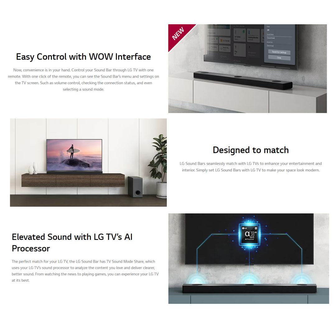 LG 810W Sound Bar with Dolby Atmos and IMAX Enhanced S95QR | High-Resolution Audio | HDMI In / Out | USB | Bluetooth | Sound Bar with 1 Year Warranty