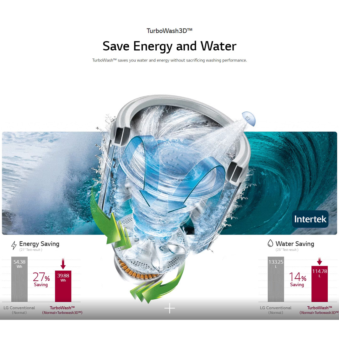 LG 13KG Top Load with Direct Drive Inverter Washing Machine TH2113DSAK | TurboWash3D™ | 6 Motion DD | Auto Tub Clean | Washing Machine with 1 Year Warranty