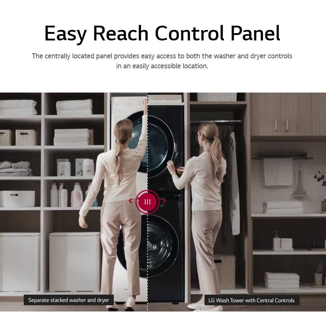 LG 21KG/16KG All-In-One Stacked Washer Dryer with AI Direct Drive WT2116SHB | Heat Pump Dryer | Smart Pairing | Safety Lock | Washer Dryer with 1 Year Warranty